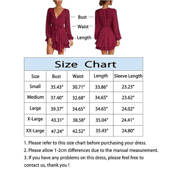 Women Casual Dress Flowy Bohemian Tshirt Wrap Dress Tie Waist Shift Mini Dress T - Picture 16 of 17